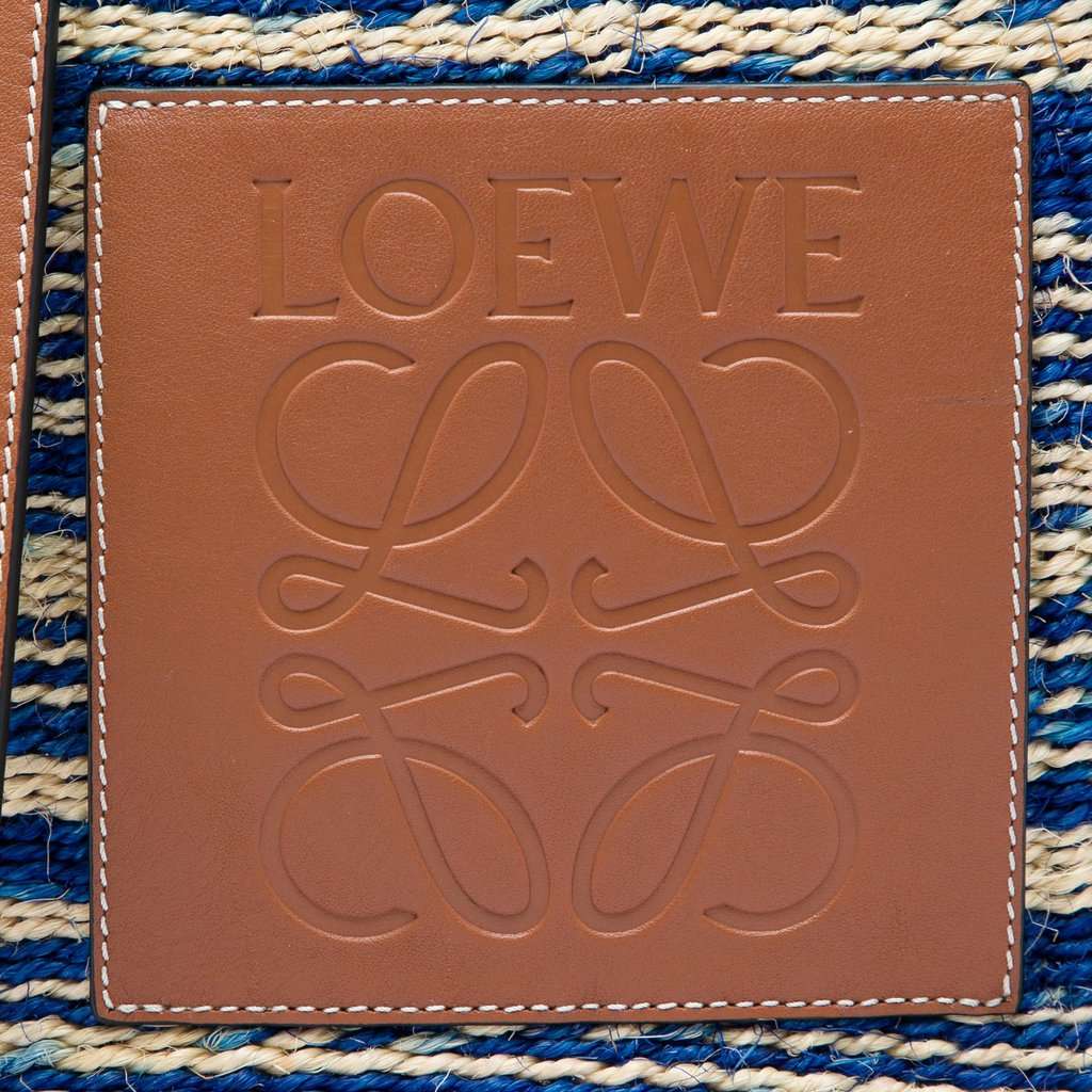 LOEWE Large Raffia Anagram Basket Tote Blue Very good - Box View