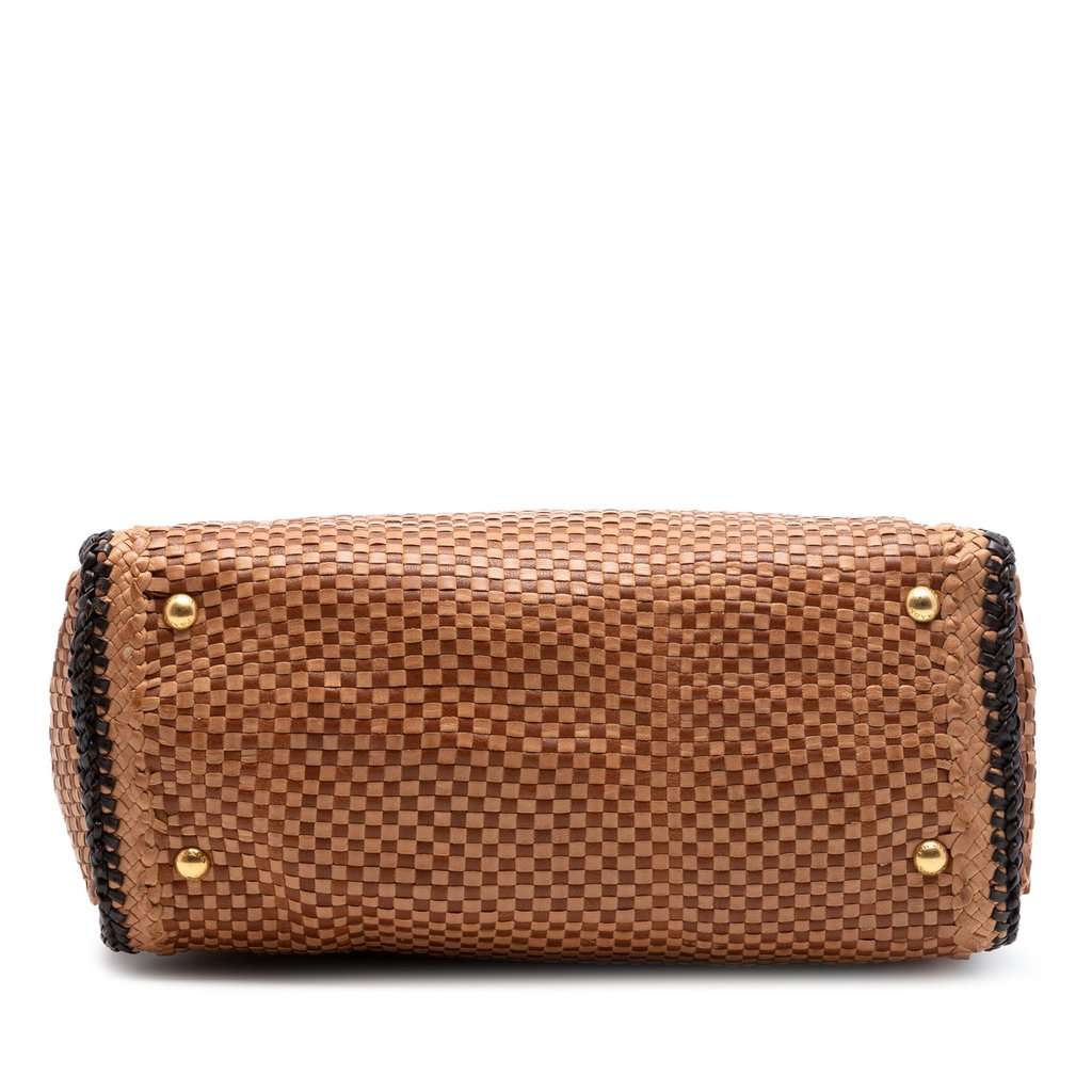 Prada Woven Goatskin Madras Tote Brown Leather Very good condition - Inside View