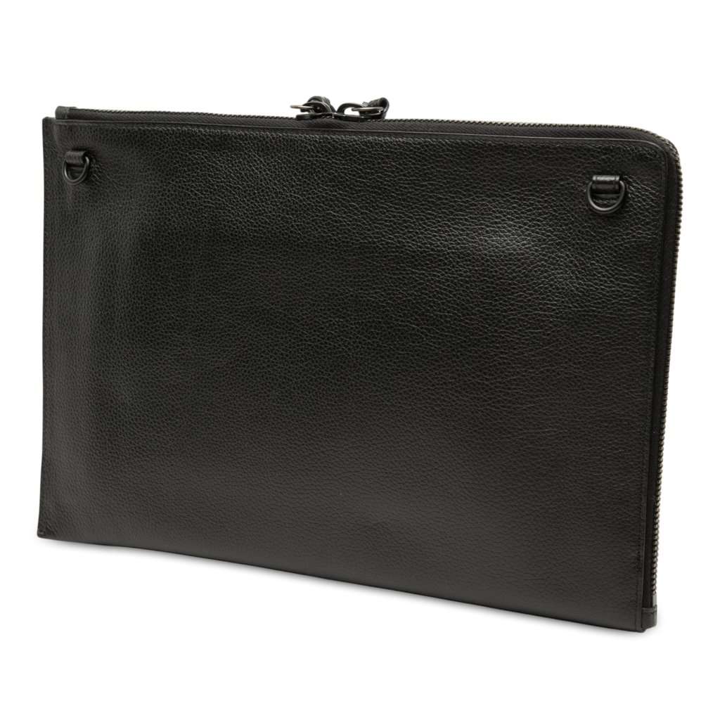 Balenciaga Grained Calfskin Neo Classic Compact Clutch with Strap Black Leather Very good - Back View