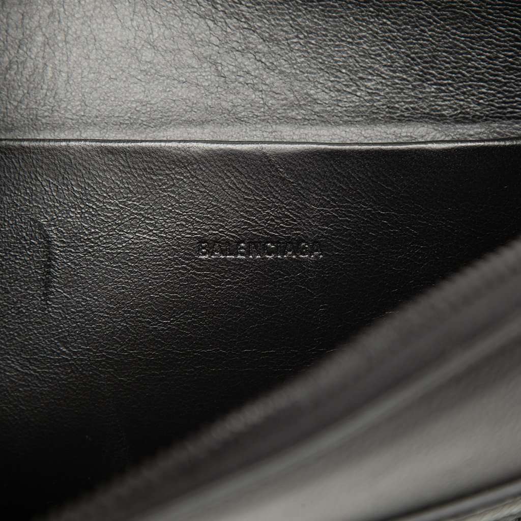Balenciaga Grained Calfskin Neo Classic Compact Clutch with Strap Black Leather Very good - Box View