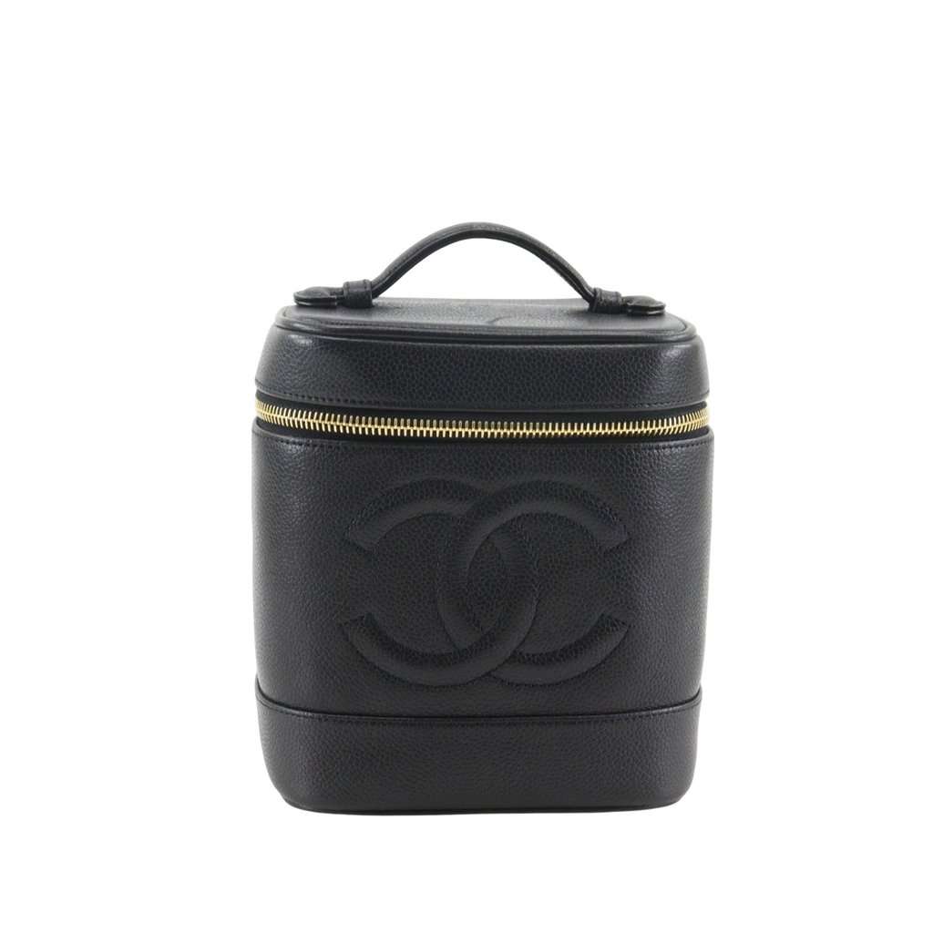 Chanel CC Caviar Vanity Case Black Leather Very good condition - Front View