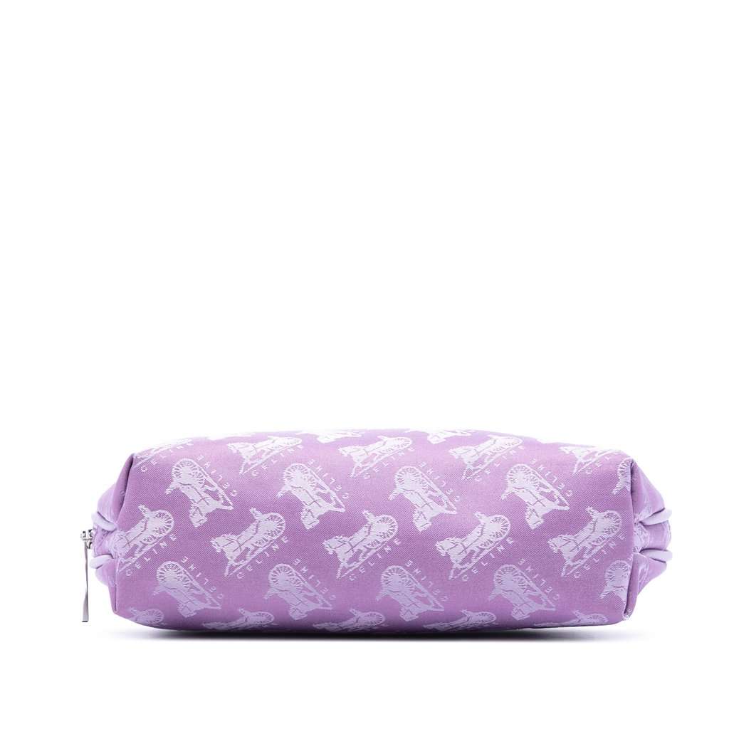 Celine Carriage Print Canvas Cosmetic Pouch Purple Very good condition - Inside View