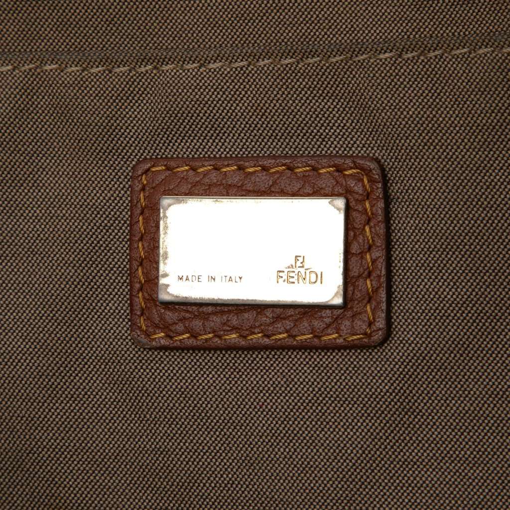 Fendi Zucchino Canvas F Charm Crossbody Beige Very good - Box View