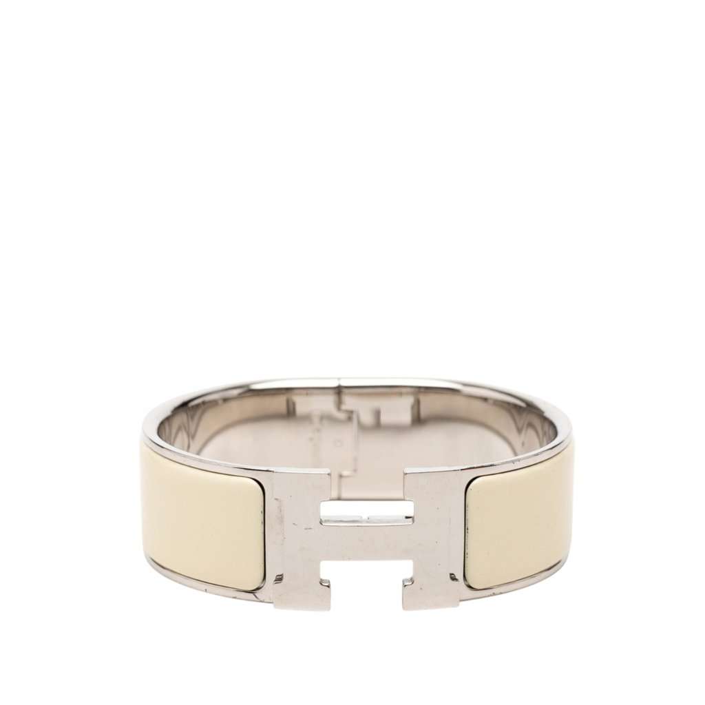 Hermès Wide Enamel Clic Clac H Bracelet PM Beige Very good condition - Front View
