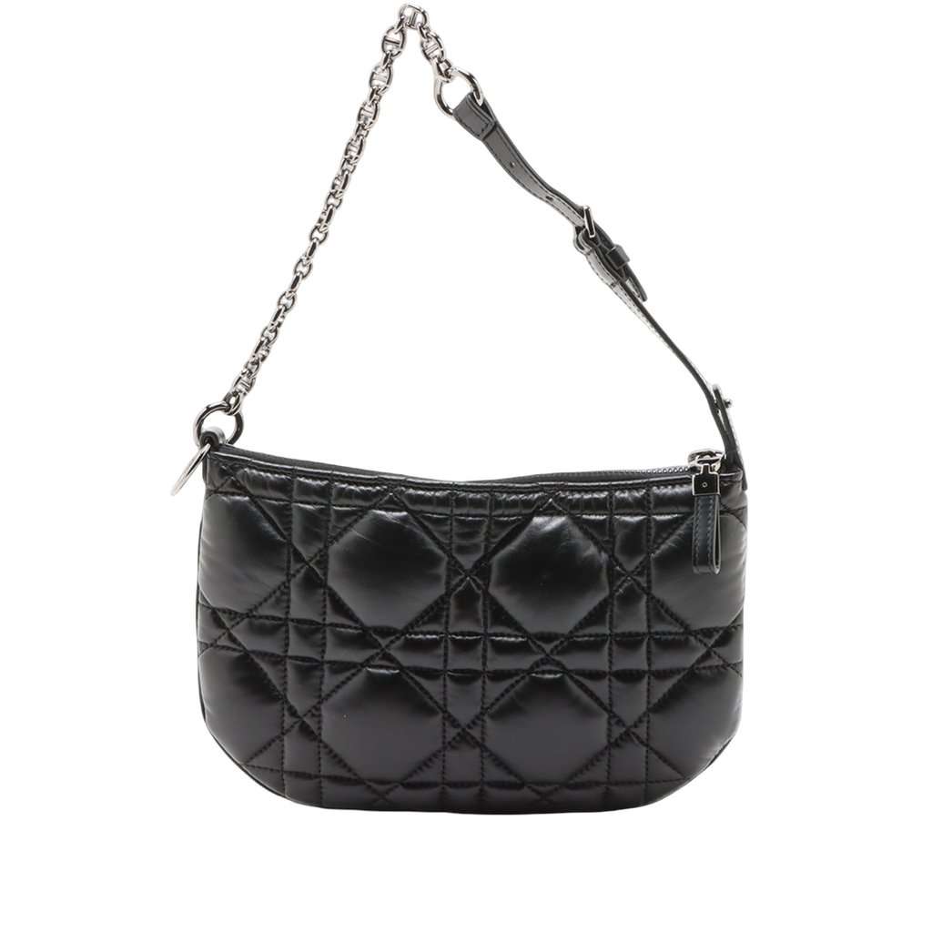 Dior Mini Calfskin Macrocannage Dior Caro Tulip Bag Black Leather Very good - Front View