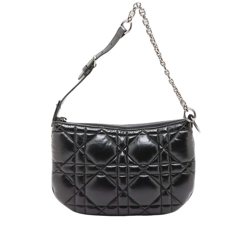 Dior Mini Calfskin Macrocannage Dior Caro Tulip Bag Black Leather Very good - Back View
