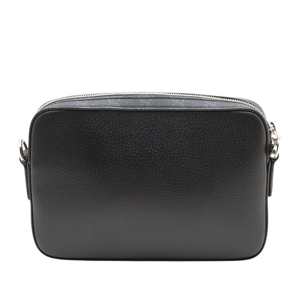 Gucci GG Supreme Trimmed Calfskin Crossbody Black Leather Very good - Back View