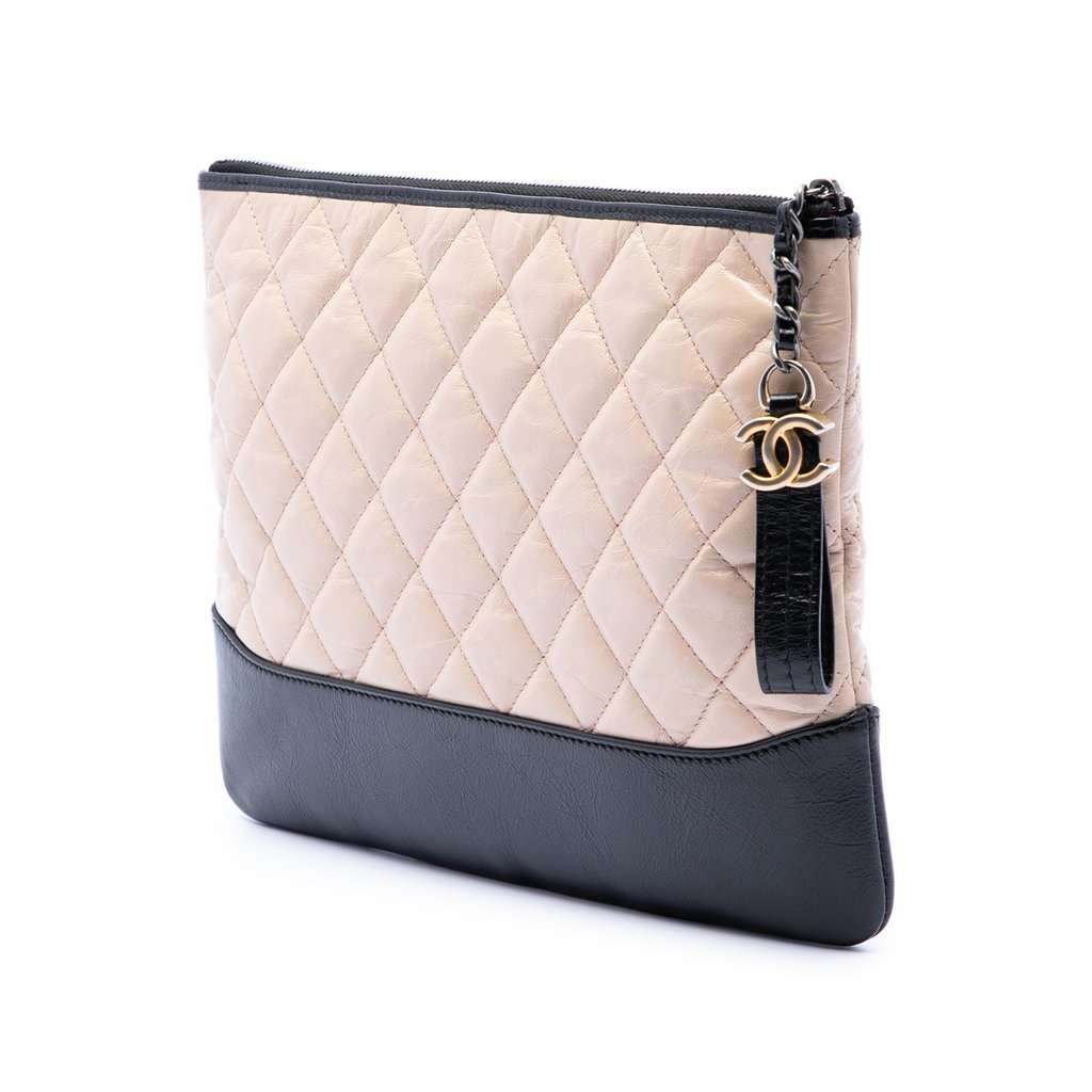 Chanel Medium Aged Calfskin Gabrielle O Case Clutch Brown Leather Very good condition - Back View