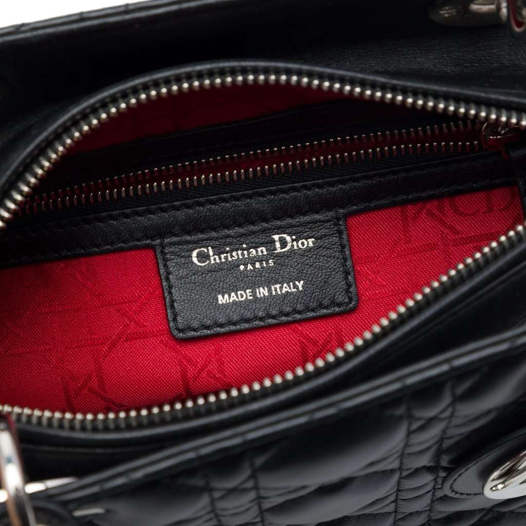 Dior Medium Lambskin Cannage Lady Dior Black Leather Very good - Box View