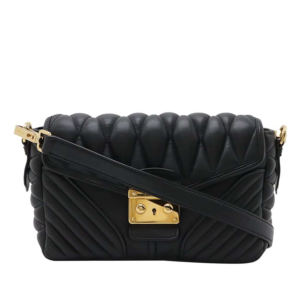 Miu Miu Matelasse Nappa Biker Crossbody Black Leather Very good condition - Front View