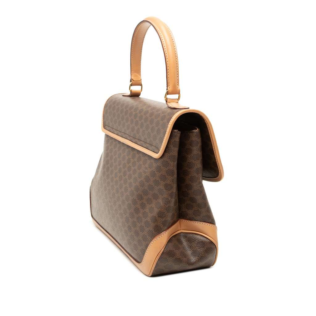 Celine Macadam Coated Canvas Top Handle Bag Brown Very good condition - Back View