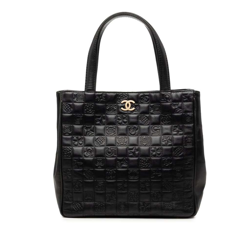 Chanel CC Embossed Lambskin Precious Symbols Tote Black Leather Very good - Front View