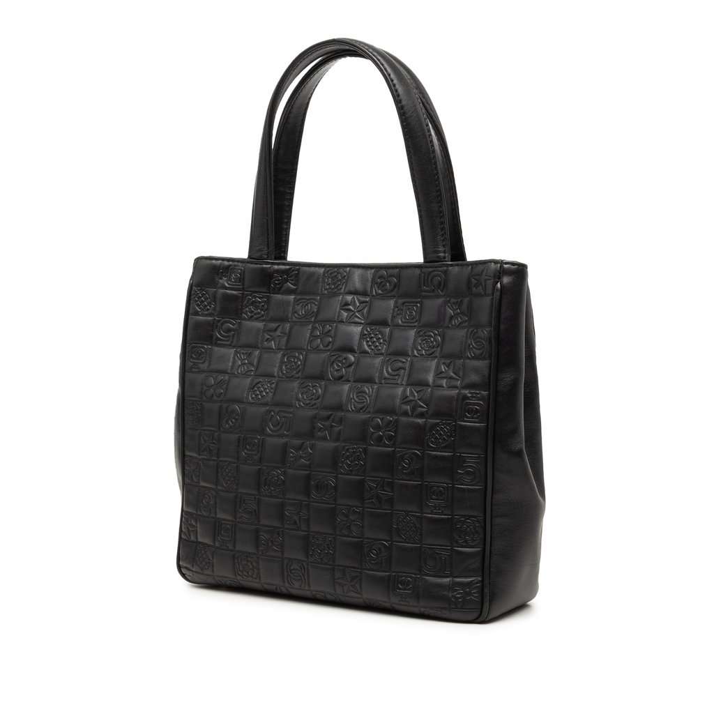 Chanel CC Embossed Lambskin Precious Symbols Tote Black Leather Very good - Back View