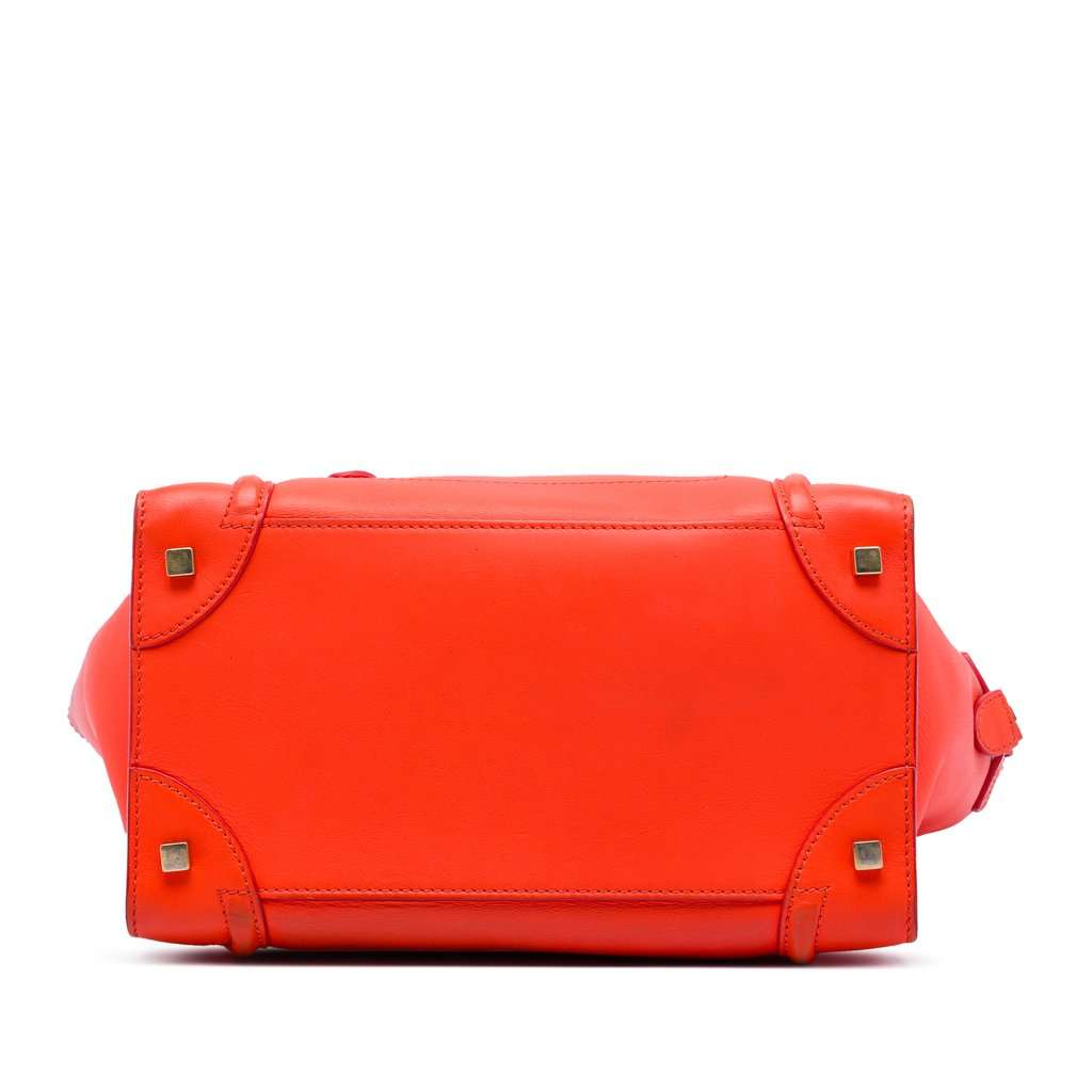 Celine Mini Smooth Calfskin Luggage Tote Orange Leather Very good - Inside View