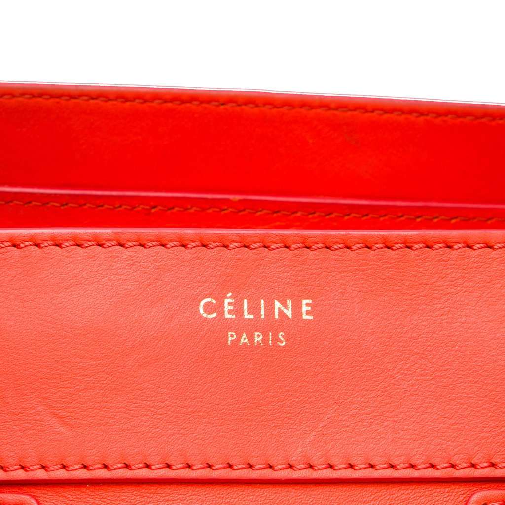 Celine Mini Smooth Calfskin Luggage Tote Orange Leather Very good - Box View