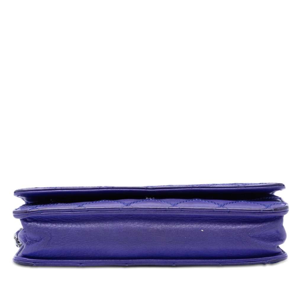 Chanel CC Quilted Calfskin Fancy Wallet On Chain Blue Leather Very good condition - Inside View