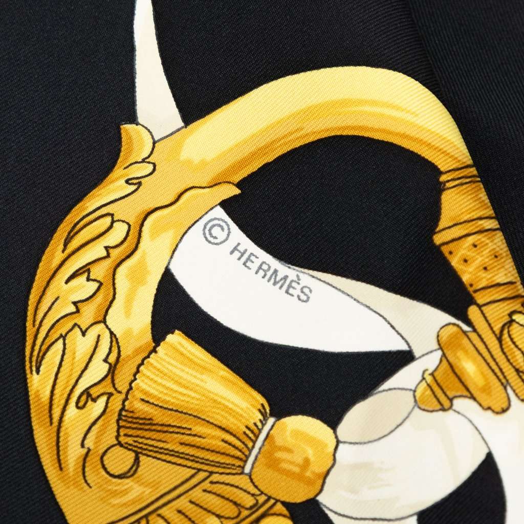 Hermès Ferronnerie Silk Scarf 90 Black Very good - Inside View