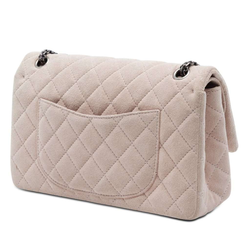 Chanel Quilted Suede Reissue 2.55 Double Flap 226 Pink Leather Very good condition - Back View
