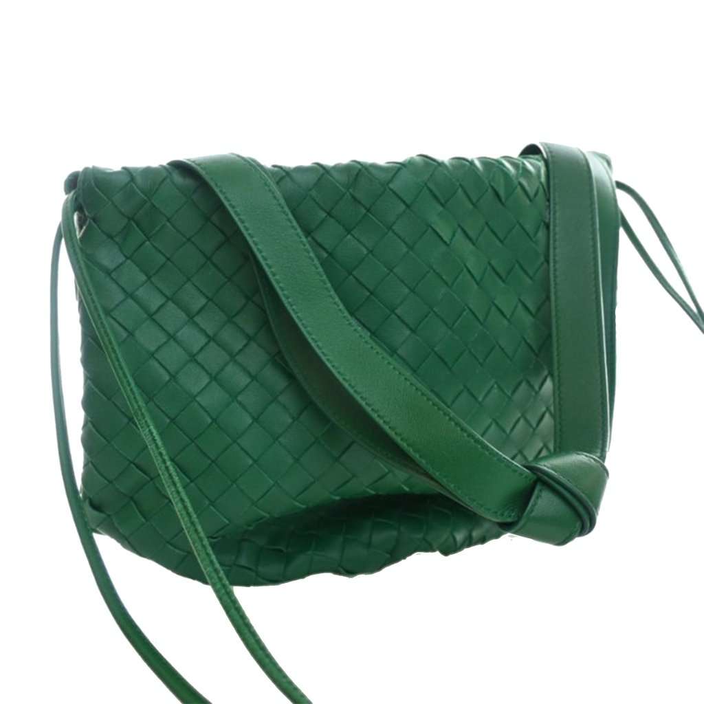 Bottega Veneta Small Nappa Intrecciato Bulb Satchel Green Leather Very good condition - Back View