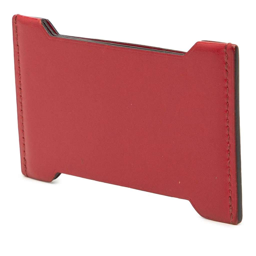 Hermès Tadelakt and Sombrero Manhattan Card Holder Red Leather Very good condition - Back View