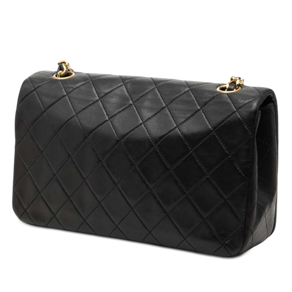 Chanel CC Quilted Lambskin Full Flap Black Leather Good condition - Back View