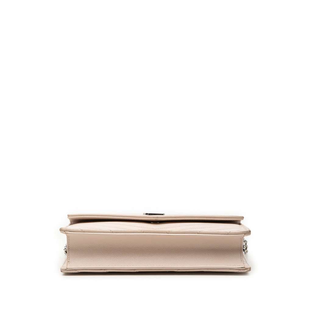 Saint Laurent Grain De Poudre Chevron Cassandre Envelope Chain Wallet Brown Leather Very good - Inside View