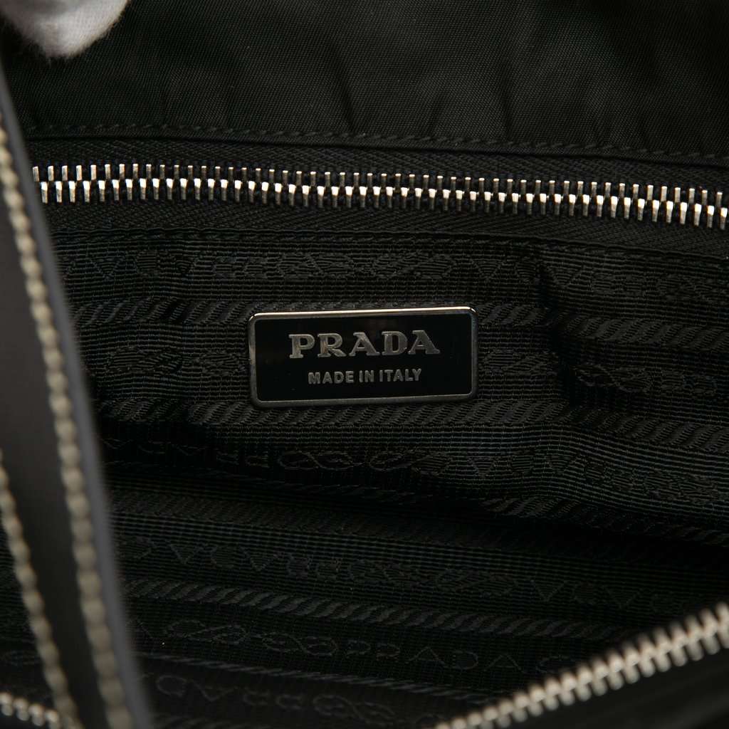 Prada Saffiano Trimmed Tessuto Shopper Tote Black Very good condition - Box View
