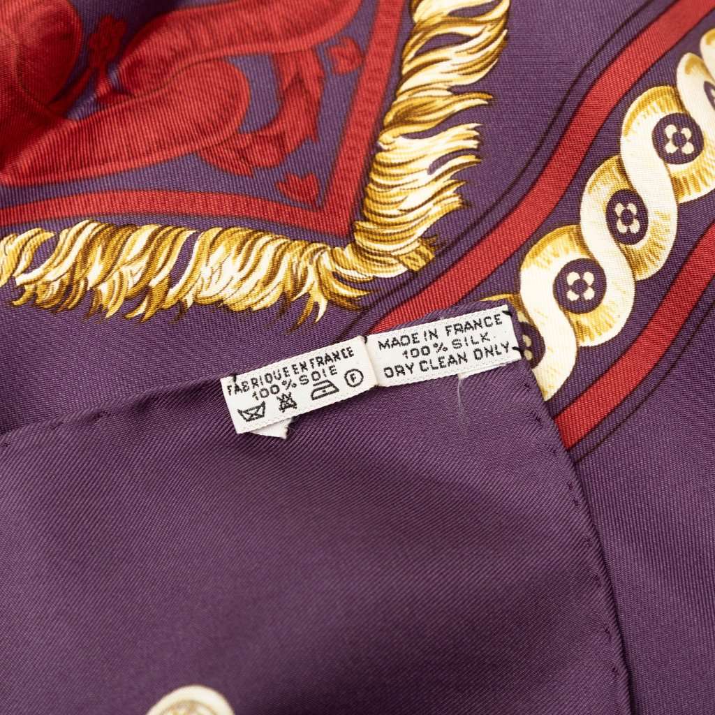Hermès Bride de Cour Silk Scarf 90 Purple Very good condition - Inside View