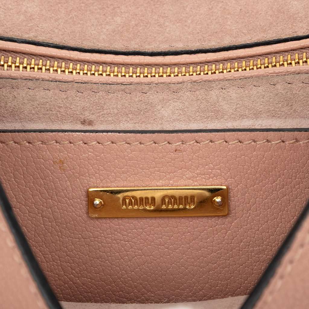 Miu Miu Goatskin Madras Soft Calf Crystal Embellished Crossbody Pink Leather Very good condition - Box View