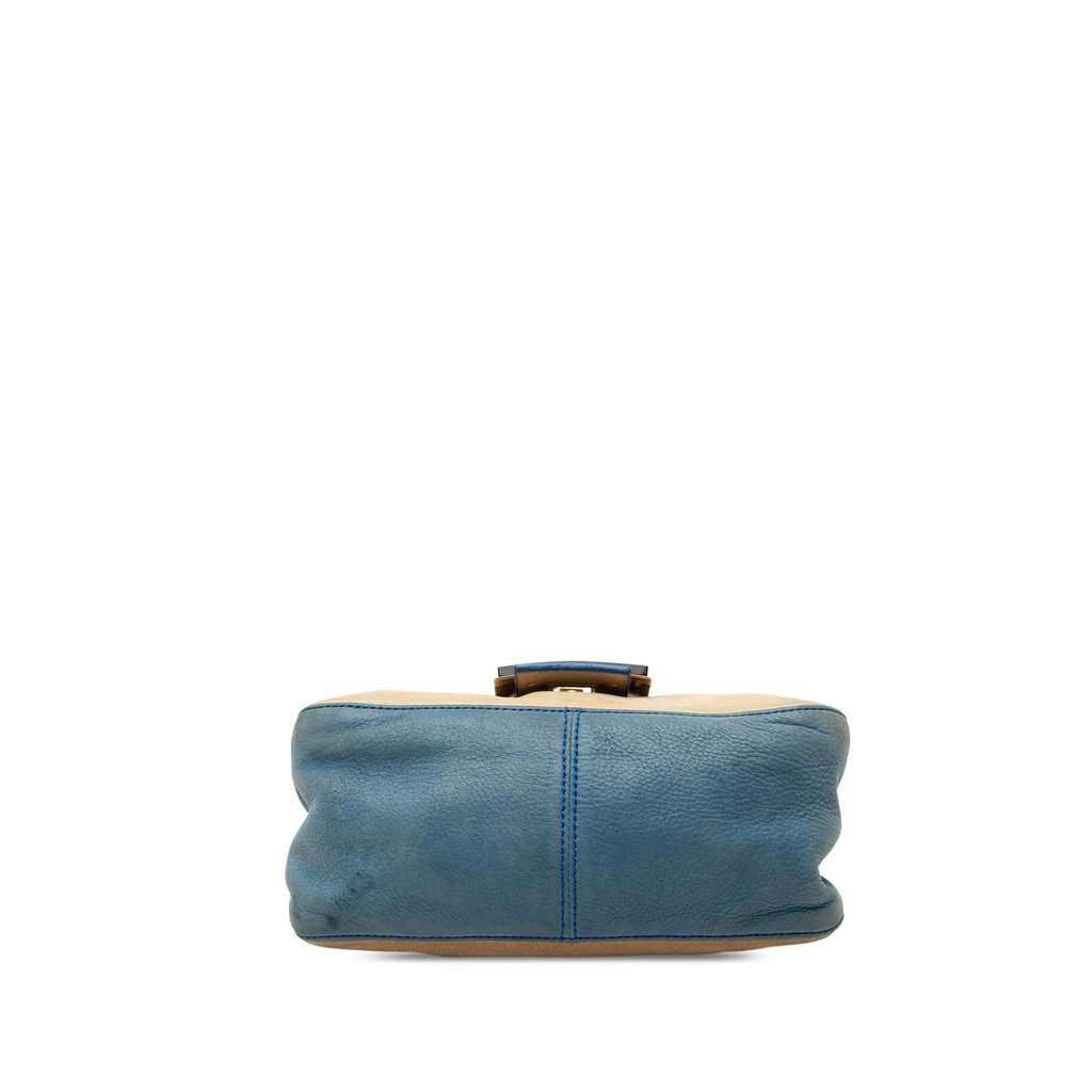 Fendi Mini Suede and Calfskin Colorblock Tortoiseshell Chain Mamma Forever Brown Leather Very good - Inside View