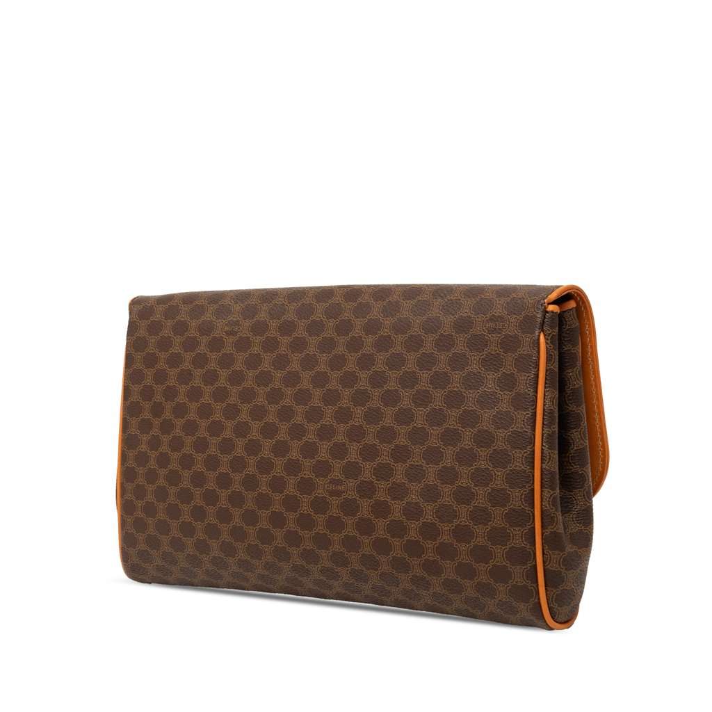 Celine Macadam Coated Canvas Clutch Brown Very good - Back View