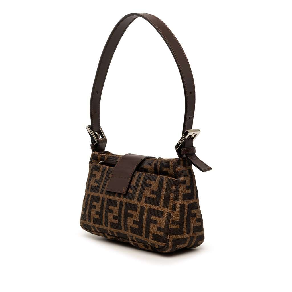 Fendi Zucca Canvas Shoulder Bag Brown Very good condition - Back View
