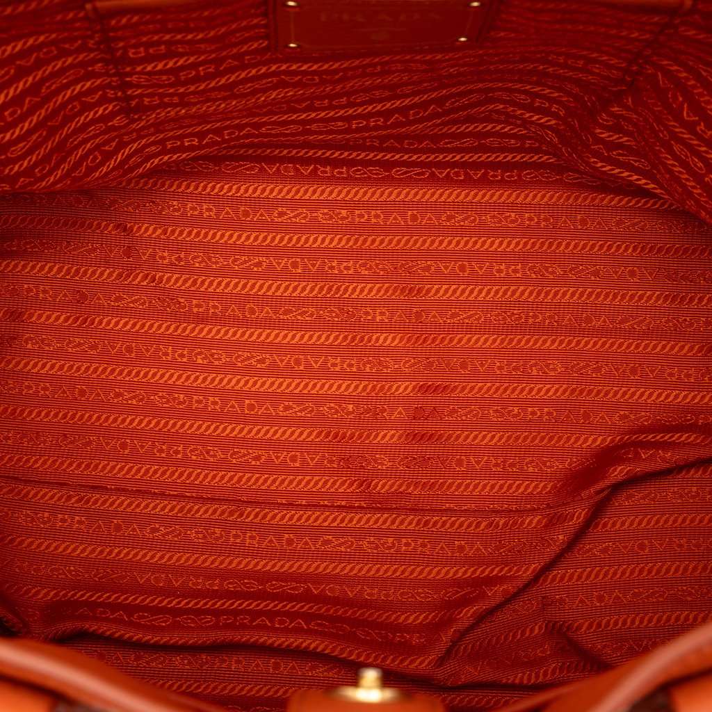 Prada Vitello Daino Open Convertible Tote Orange Leather Very good condition - Model View