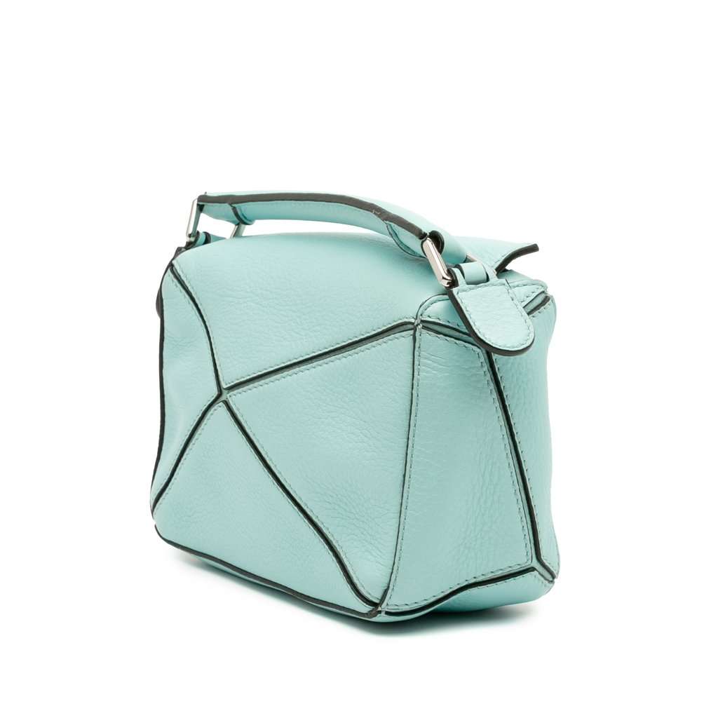 LOEWE Mini Calfskin Puzzle Satchel Blue Leather Very good condition - Back View