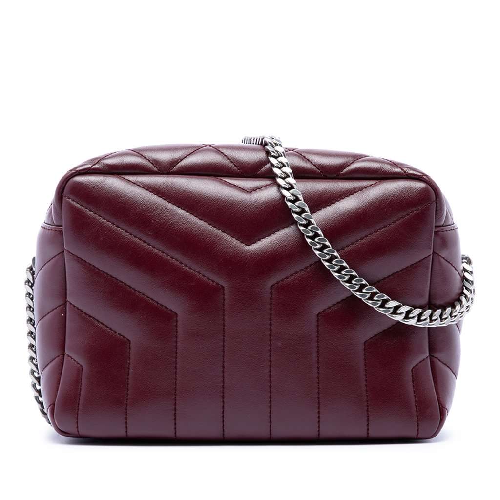 Saint Laurent Small Matelasse Calfskin LouLou Bowling Bag Red Leather Very good condition - Front View