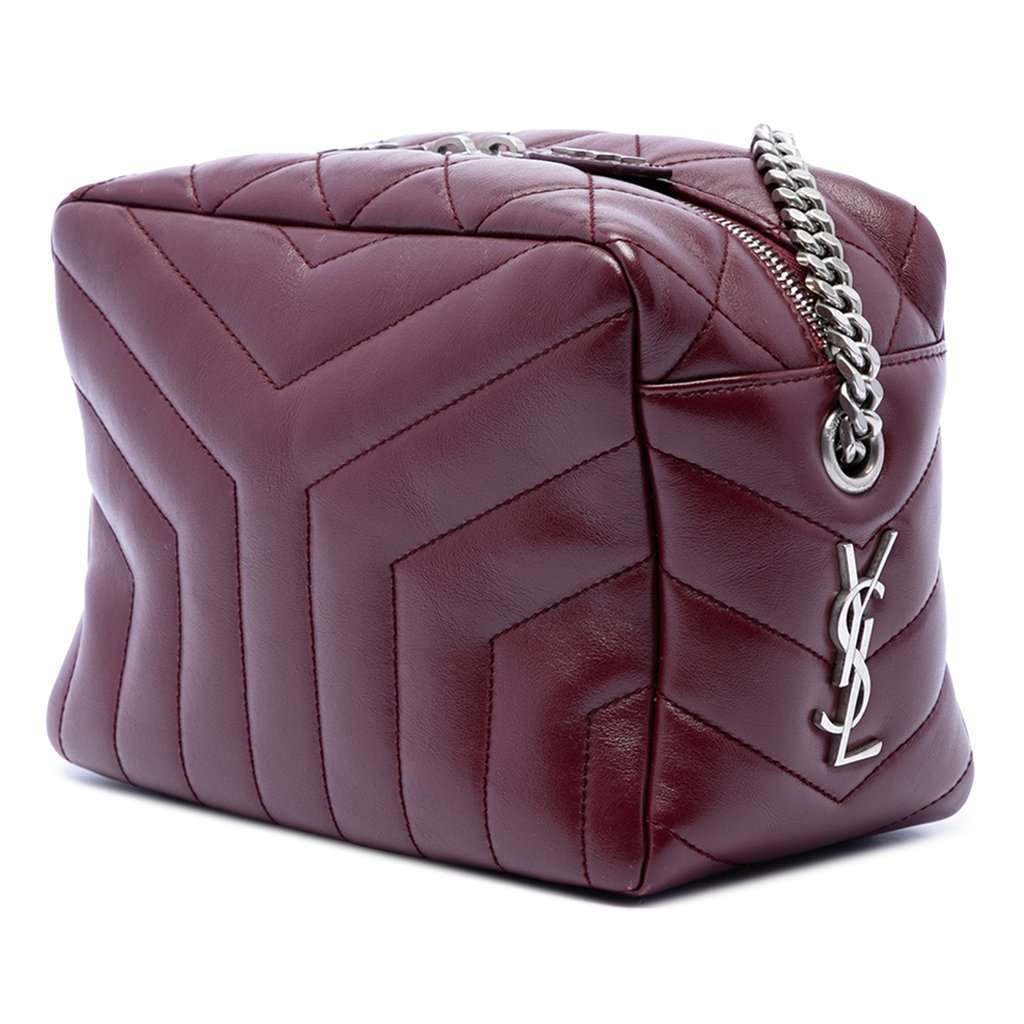 Saint Laurent Small Matelasse Calfskin LouLou Bowling Bag Red Leather Very good condition - Back View
