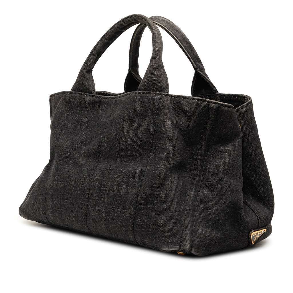 Prada Denim Canapa Logo Satchel Black Very good condition - Back View