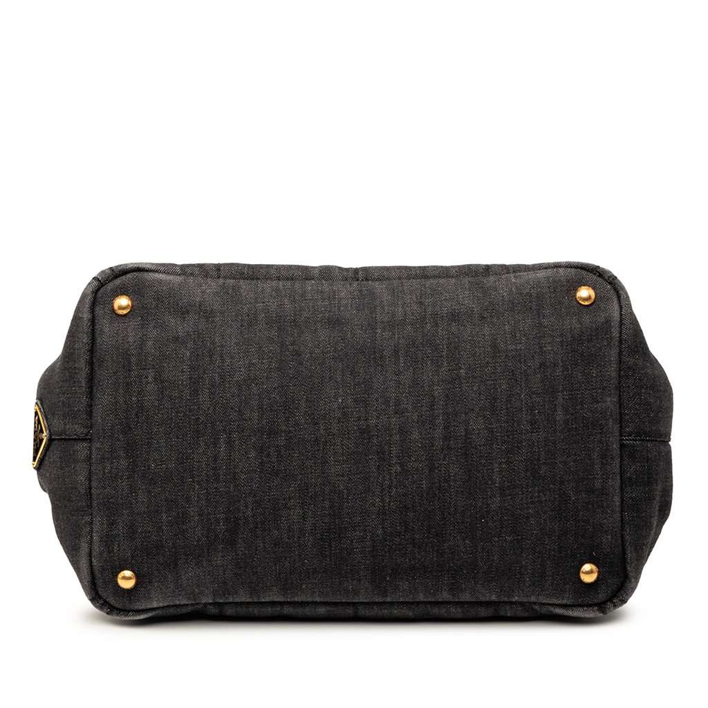 Prada Denim Canapa Logo Satchel Black Very good condition - Inside View