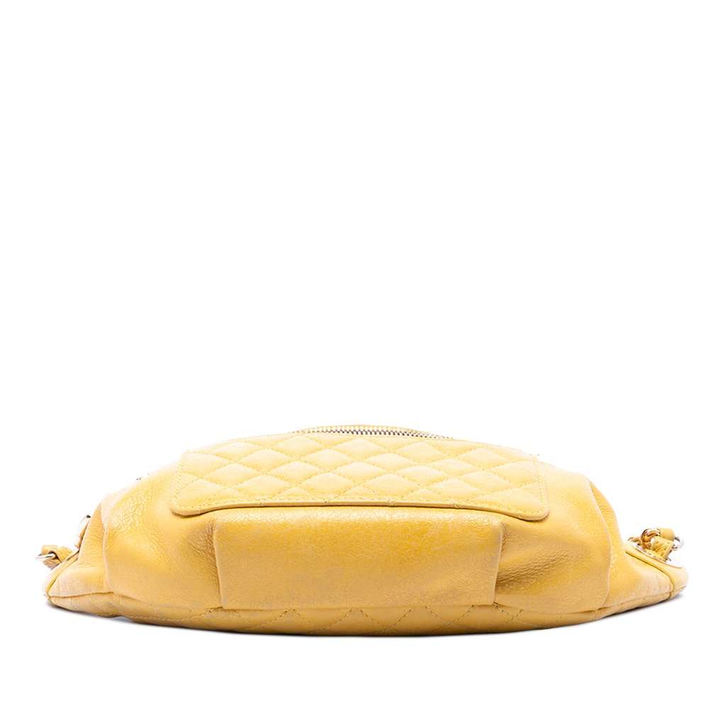 Chanel Quilted Lambskin Classic Bi Waist Bag Yellow Leather Very good condition - Inside View