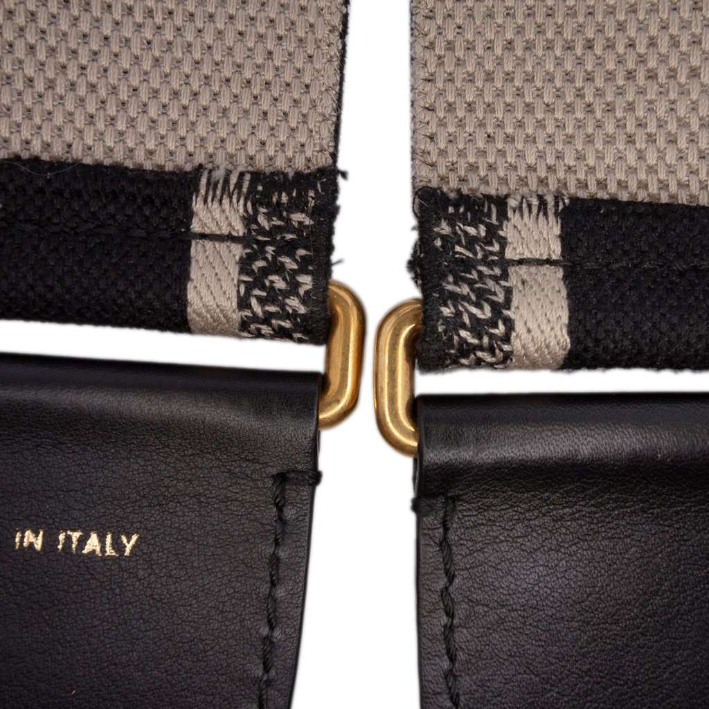 Dior Embroidered Cotton Adjustable Shoulder Strap with Ring Black Very good - Model View