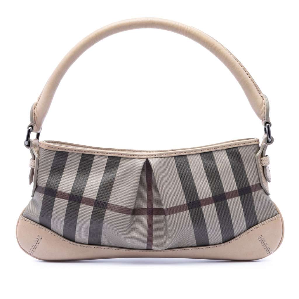 Burberry Smoke Check Coated Canvas Shoulder Bag MultiColor Very good - Front View