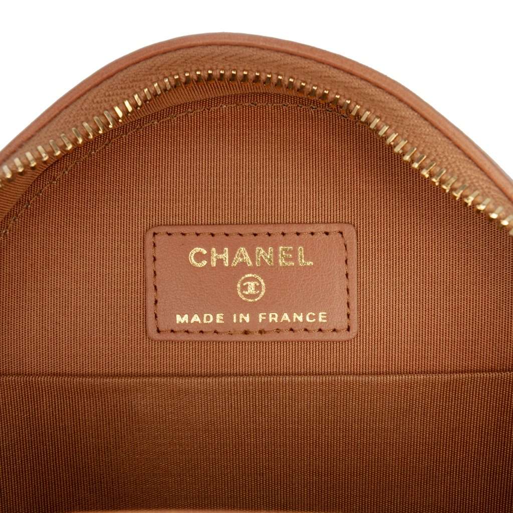 Chanel Mini Round 19 Clutch with Strap Brown Leather Very good condition - Box View