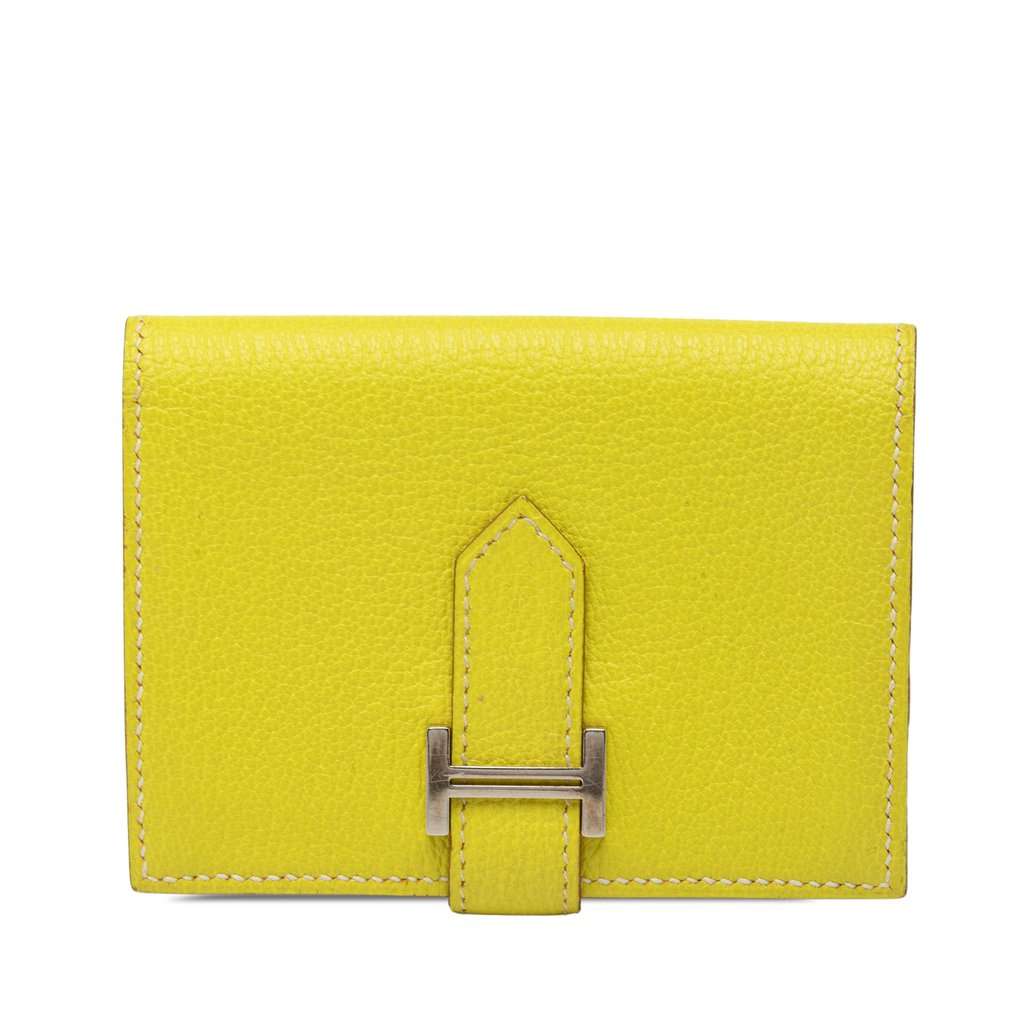 Hermès Epsom Bearn Card Case Yellow Leather Very good - Front View