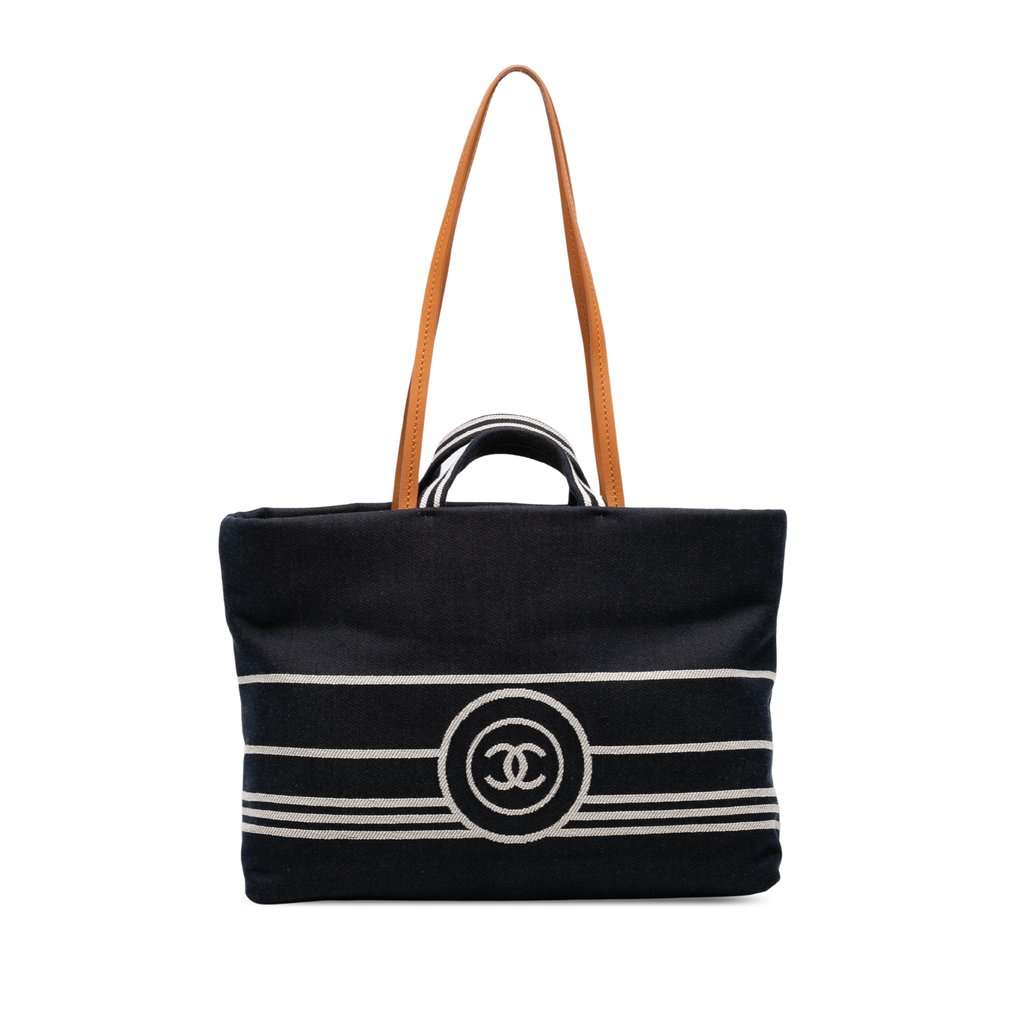 Chanel CC Large Denim Shopping Tote Blue Very good - Front View