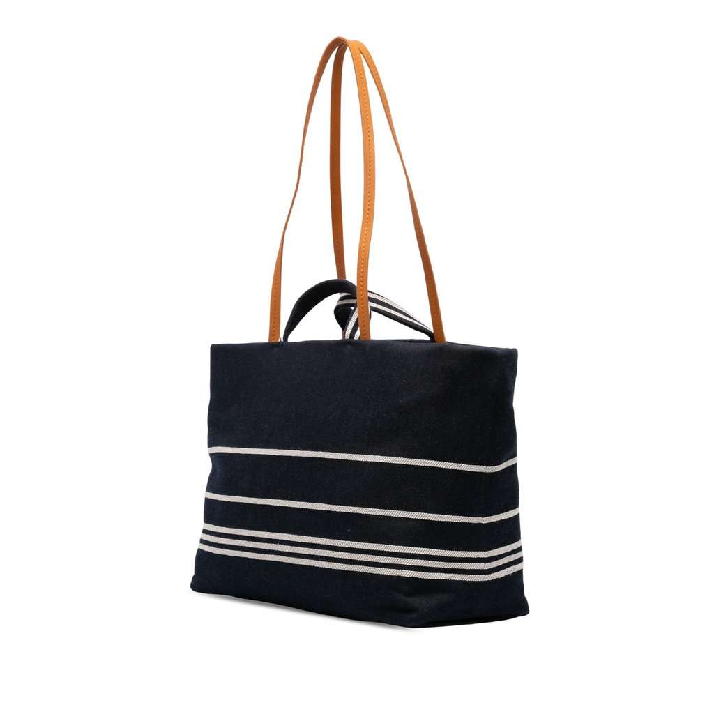 Chanel CC Large Denim Shopping Tote Blue Very good - Back View
