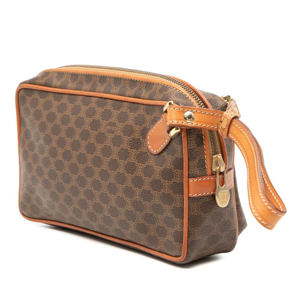 Celine Macadam Coated Canvas Clutch Brown Very good condition - Back View