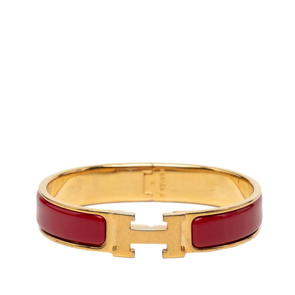 Hermès Narrow Enamel Clic H Bracelet PM Red Very good condition - Front View