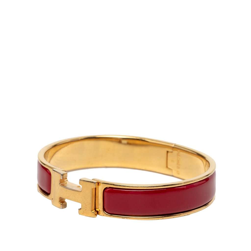 Hermès Narrow Enamel Clic H Bracelet PM Red Very good condition - Back View