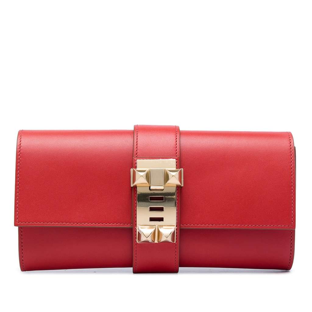 Hermès Tadelakt Medor Clutch 23 Red Leather Very good - Front View