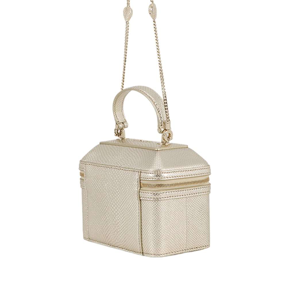 Bvlgari Embossed Leather Serpenti Forever Vanity Bag Gold Leather Very good - Back View